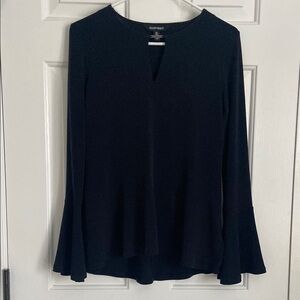 Ellen Tracy Beautiful Women's Dark Navy Long Bell Sleeve Top